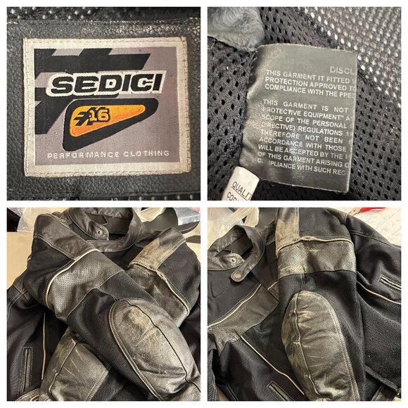 Sedici F16 Men's Black Leather & Mesh Motorcycle Jacket Size 42 US 52 EUR - Picture 3 of 16